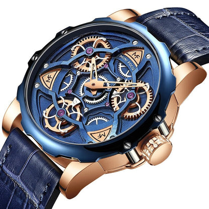 Men's Luxury Military Sport Watch with 3D Dial, Water Resistant Quartz Timepiece, Leather Strap, Durable Construction 1