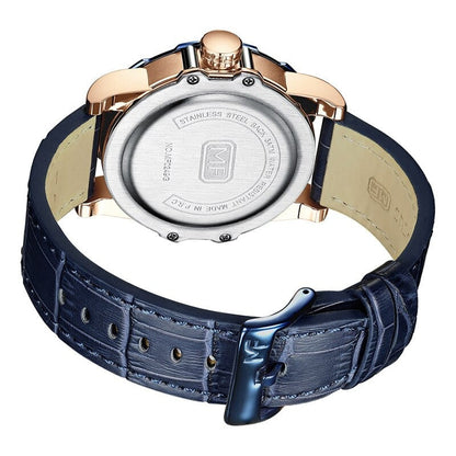 Men's Luxury Military Sport Watch with 3D Dial, Water Resistant Quartz Timepiece, Leather Strap, Durable Construction 6