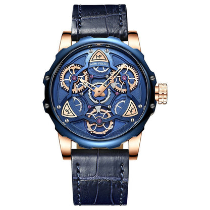 Men's Luxury Military Sport Watch with 3D Dial, Water Resistant Quartz Timepiece, Leather Strap, Durable Construction 7