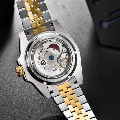 Men's Mechanical Watch with Ceramic Bezel, Automatic Timepiece with GMT Function – Elegant Stainless Steel Strap