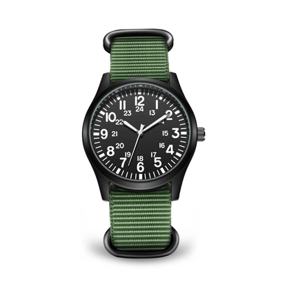 Men's Military Field Watch Black Fabric Quartz 42mm