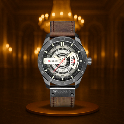 Men's Military Watch Black Quartz 45mm