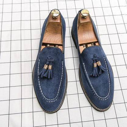 Men's Penny Loafers Black Leather with Tassel Detail
