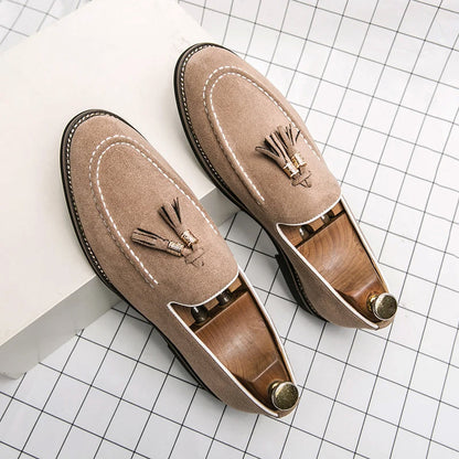 Men's Penny Loafers Black Leather with Tassel Detail