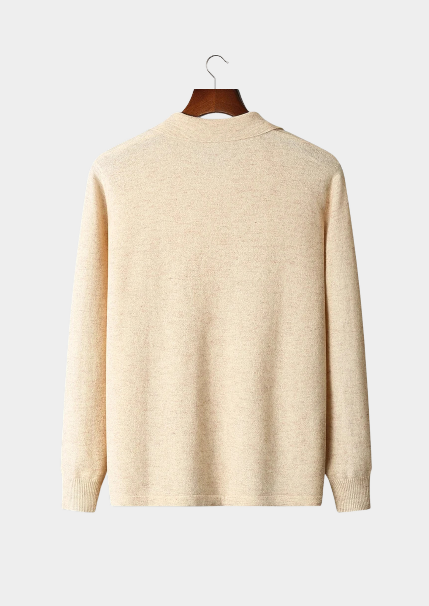 Men's Polo Cardigan Grey Extra-Fine Merino Wool