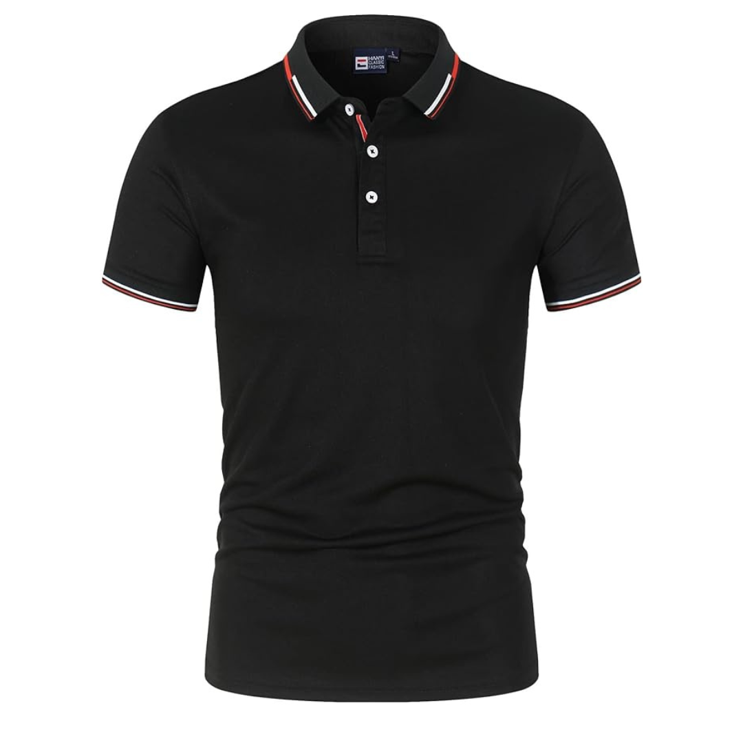 Men's Polo Shirt Blue Cotton Blend