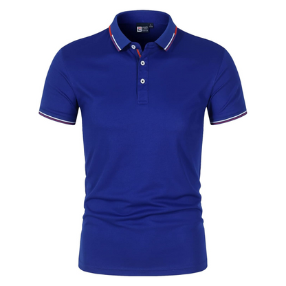 Men's Polo Shirt Blue Cotton Blend
