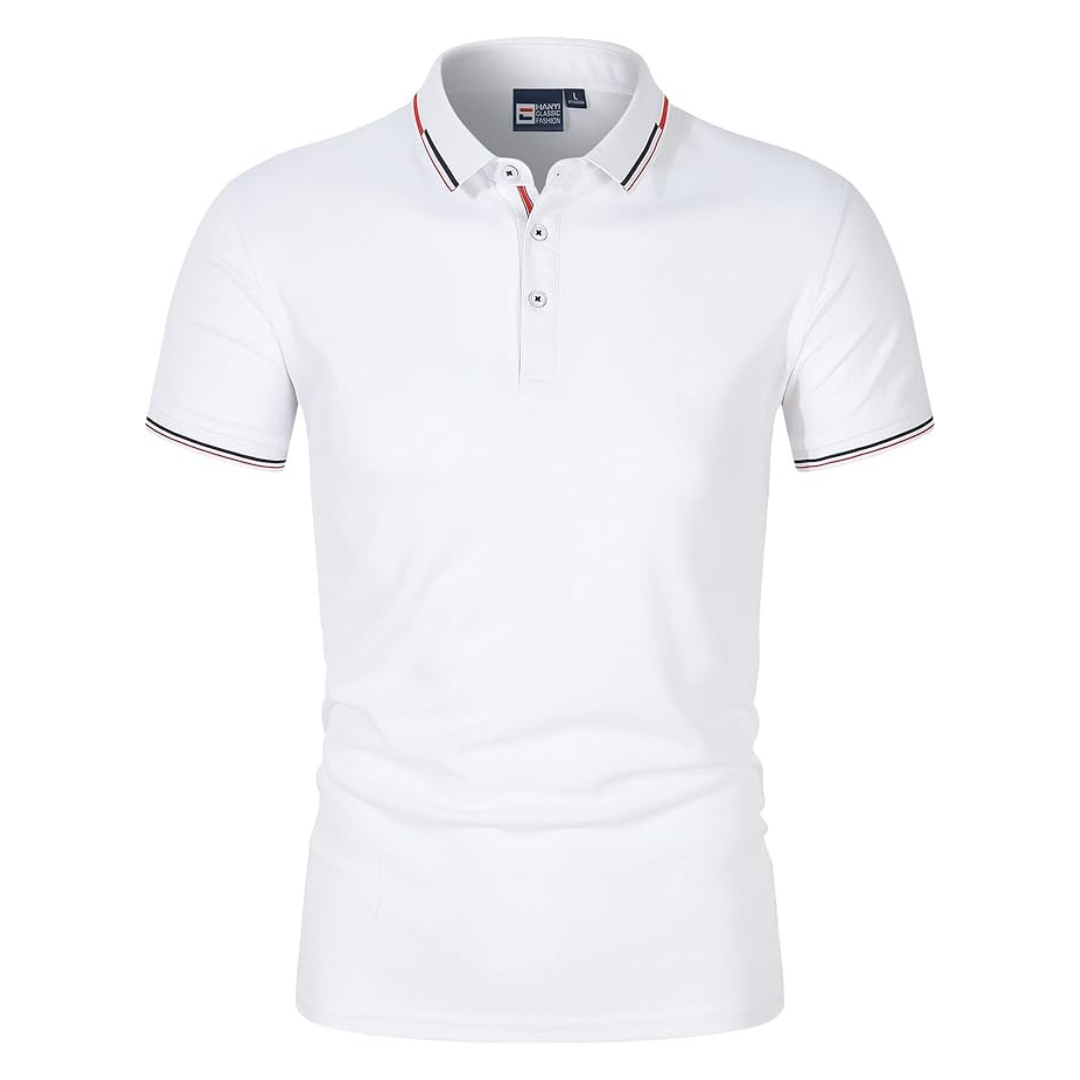 Men's Polo Shirt Blue Cotton Blend