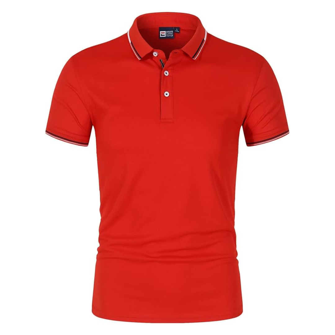 Men's Polo Shirt Blue Cotton Blend