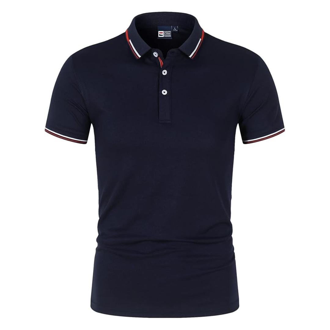 Men's Polo Shirt Blue Cotton Blend