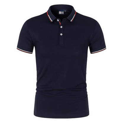 Men's Polo Shirt Blue Cotton Blend