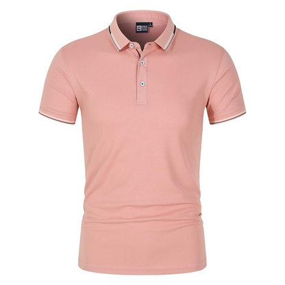 Men's Polo Shirt Blue Cotton Blend