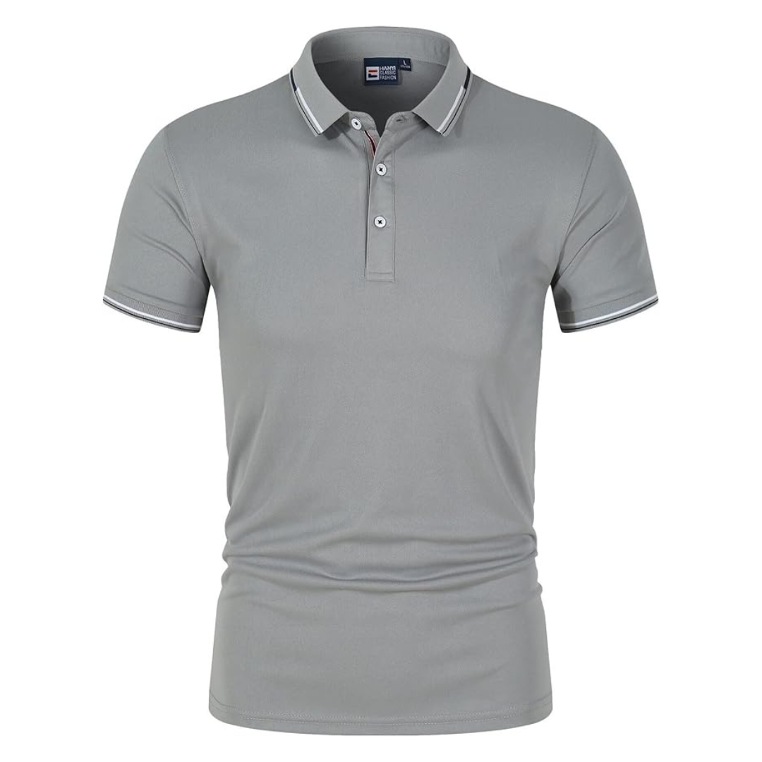 Men's Polo Shirt Blue Cotton Blend