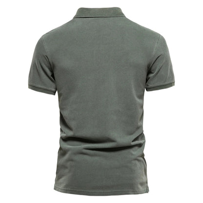 Men's Polo Shirt Blue Cotton Blend Relaxed Fit