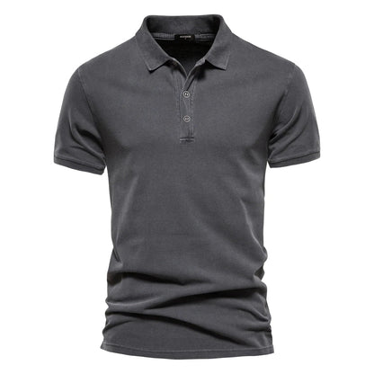 Men's Polo Shirt Blue Cotton Blend Relaxed Fit