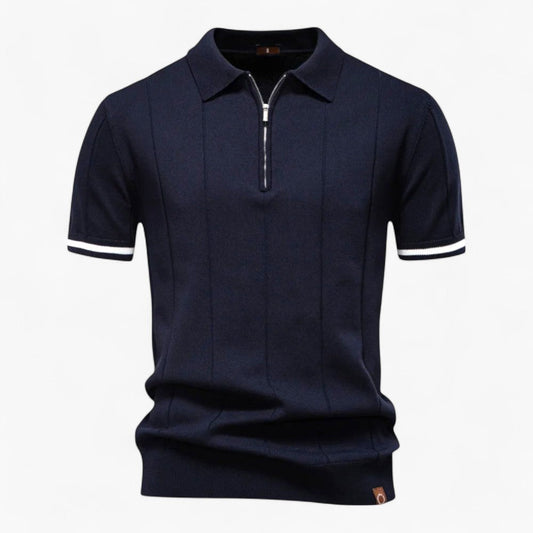 Men's Polo Shirt Light Blue Viscose Blend Zipper Collar 0