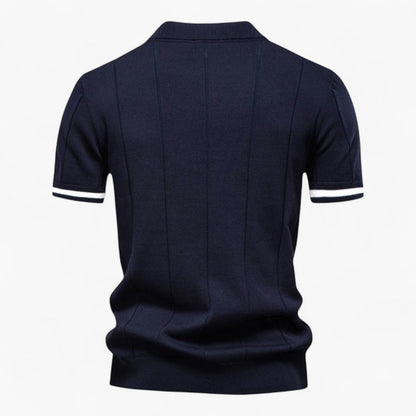Men's Polo Shirt Light Blue Viscose Blend Zipper Collar 3