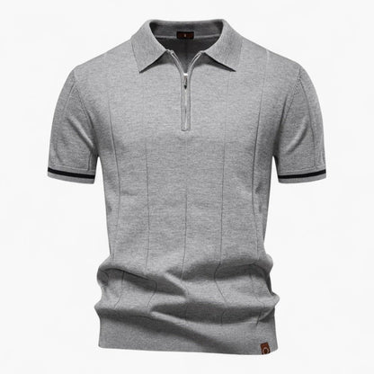 Men's Polo Shirt Light Blue Viscose Blend Zipper Collar 6