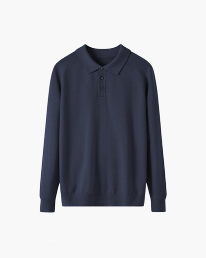 Men's Polo Shirt Navy 100% Wool 4