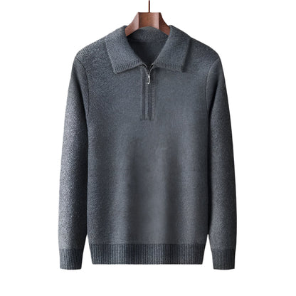 Men's Quarter-Zip Sweater Beige 100% Cashmere