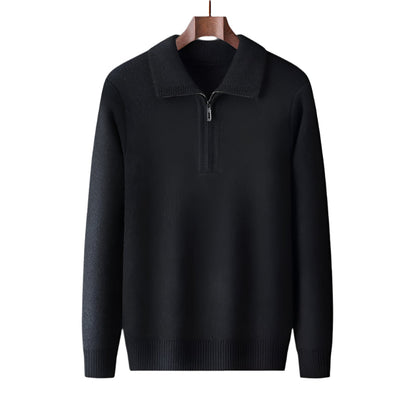 Men's Quarter-Zip Sweater Beige 100% Cashmere