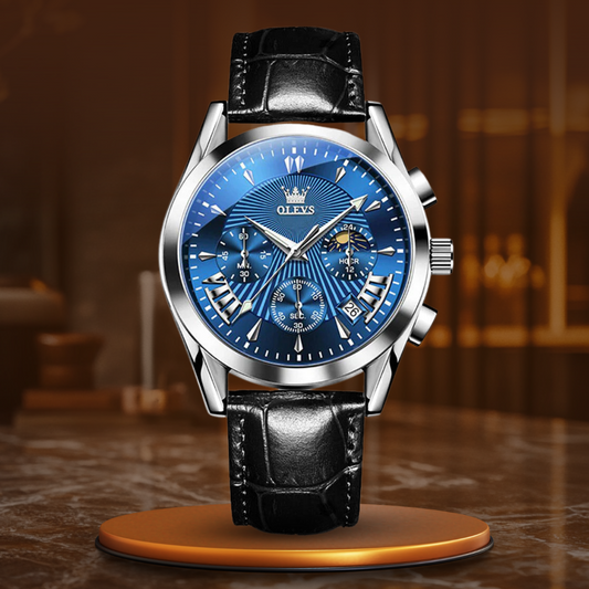Men's Quartz Watch – Moon Phase Display