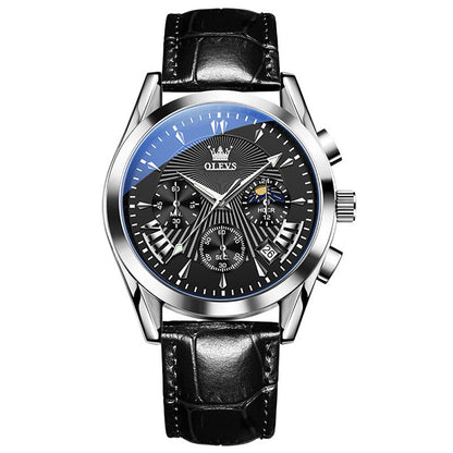 Men's Quartz Watch – Moon Phase Display