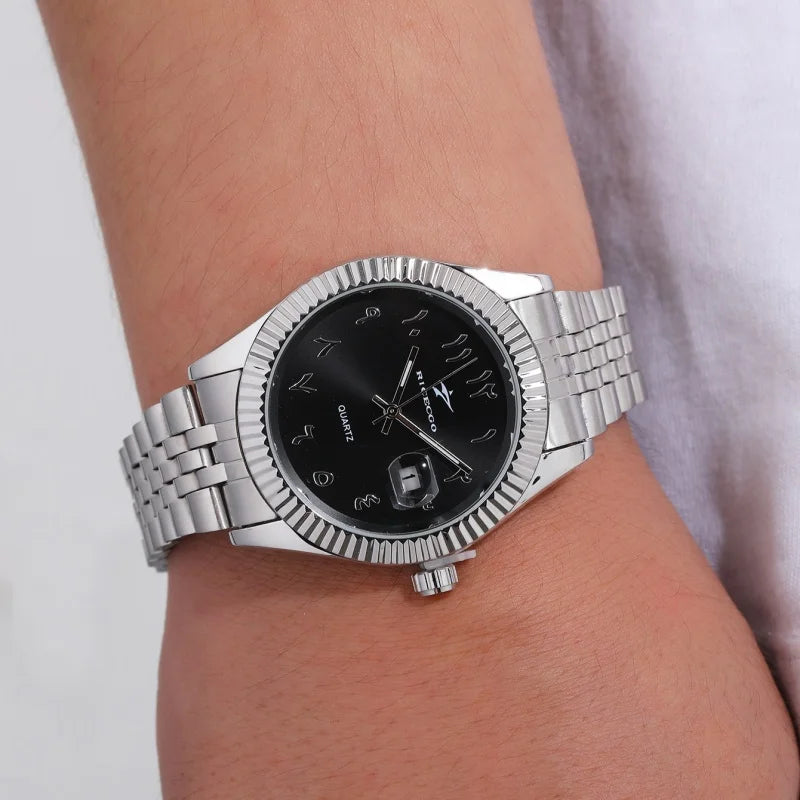 Men's Quartz Watch with Stainless Steel Band – Classic Casual and Sport Design 42mm Case
