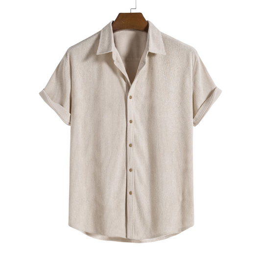 Men's Short Sleeve Shirt White Lightweight Cotton