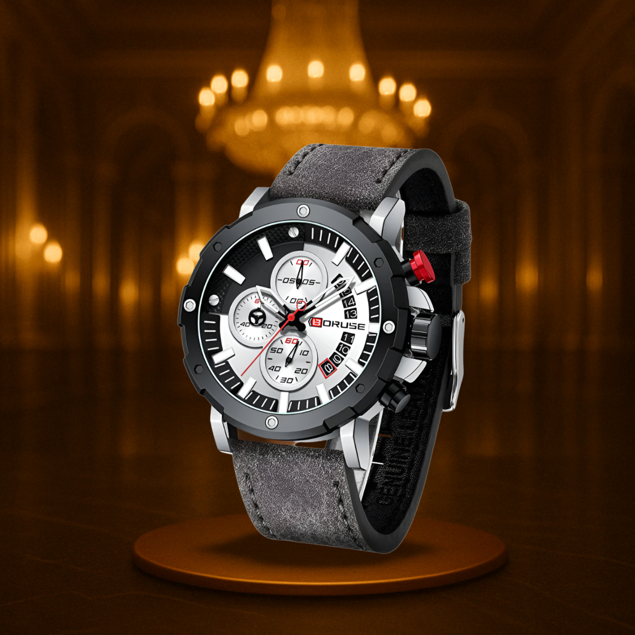 Men's Sport Watch Black Stainless Steel 47mm