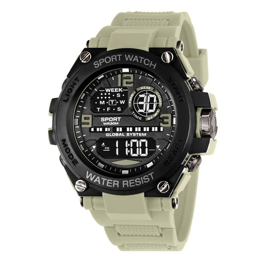Men's Sport Watch Black Waterproof Digital