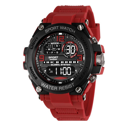 Men's Sport Watch Black Waterproof Digital