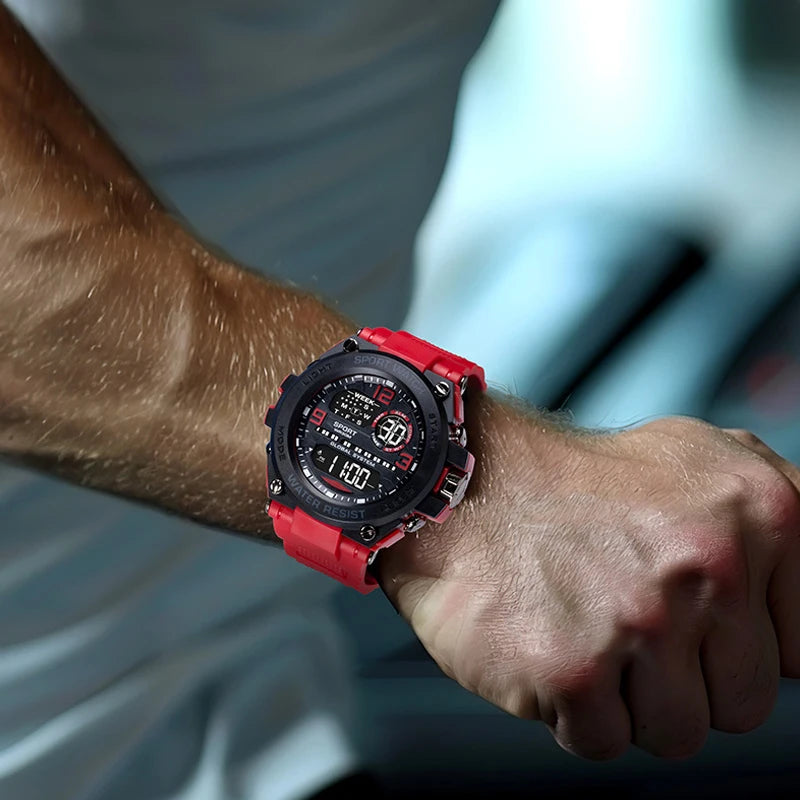 Men's Sport Watch Black Waterproof Digital