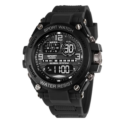 Men's Sport Watch Black Waterproof Digital