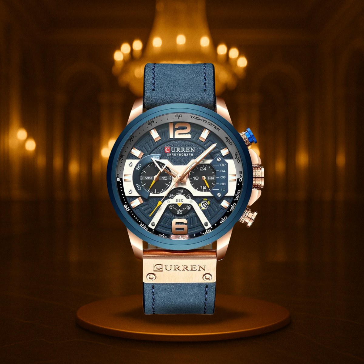 Men's Sports Watch Black Durable 48mm