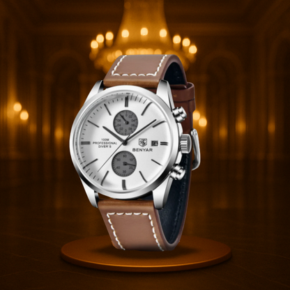 Men's Sports Watch Black Quartz Minimalistic Chronograph