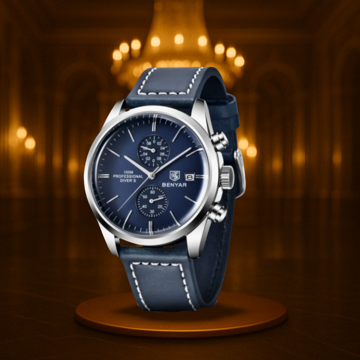 Men's Sports Watch Black Quartz Minimalistic Chronograph