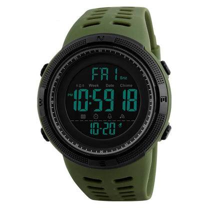 Men's Sports Watch Black Silicone Waterproof Digital Multifunction