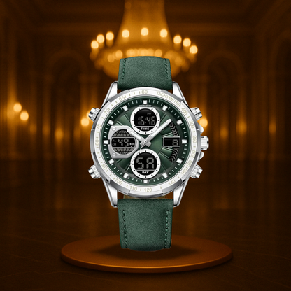 Men's Sports Watch Black Stainless Steel Chronograph