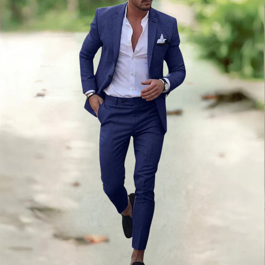 Men's Suit Black Polyester Tailored Fit