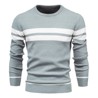 Men's Sweater Blue Striped Cotton Slim Fit 0