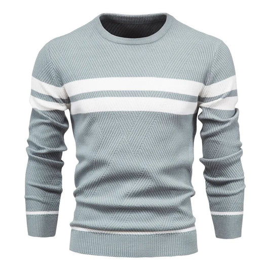 Men's Sweater Blue Striped Cotton Slim Fit 0