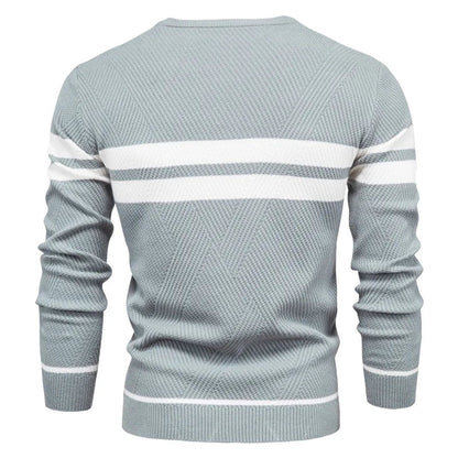 Men's Sweater Blue Striped Cotton Slim Fit 1