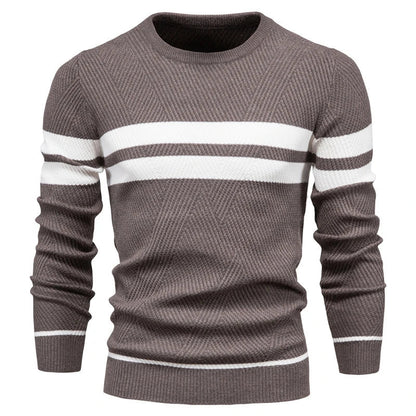 Men's Sweater Blue Striped Cotton Slim Fit 7