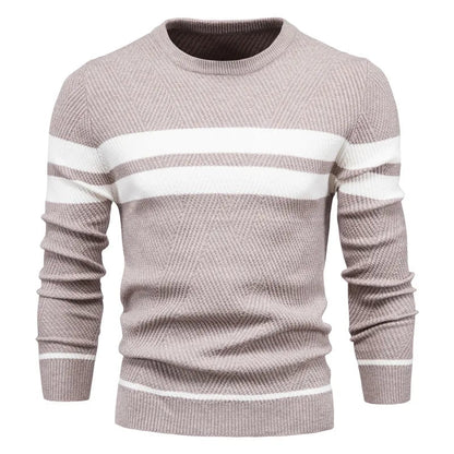 Men's Sweater Blue Striped Cotton Slim Fit 8