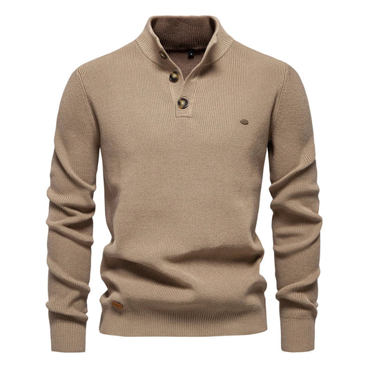 Men's Sweater Gray Cotton Button Design 0
