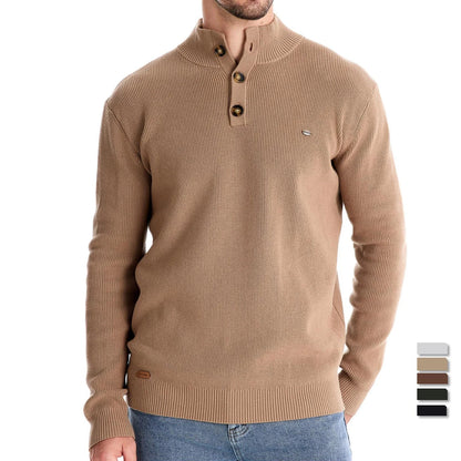 Men's Sweater Gray Cotton Button Design 1