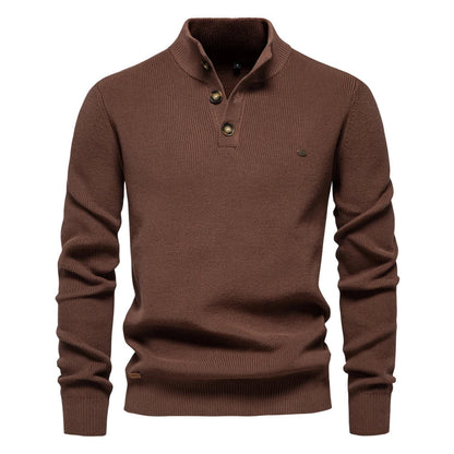 Men's Sweater Gray Cotton Button Design 4