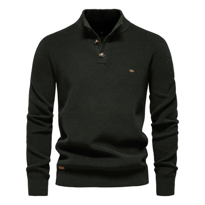 Men's Sweater Gray Cotton Button Design 5