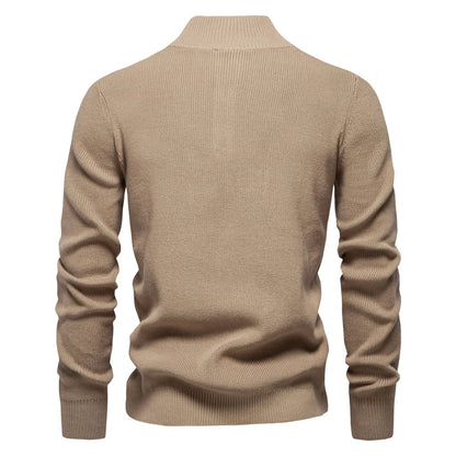 Men's Sweater Gray Cotton Button Design 6